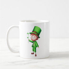 Cute Grönt Leprechaun Shamrock Kaffemugg