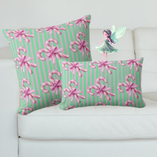 Cute Grönt Lila Rosa Candy cane jul Lumbarkudde