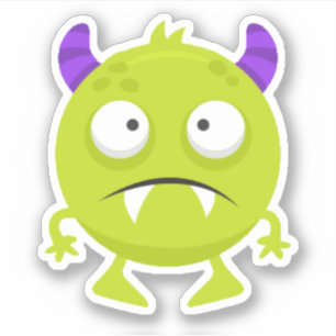 Cute Grönt Little Monster Halloween Sticker Klistermärken