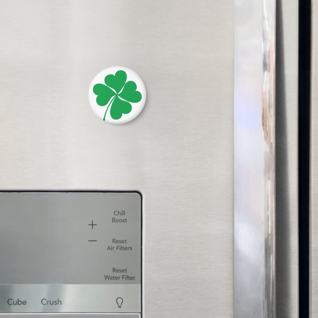 Cute Grönt Lucky 4 löv hjärta Klöver shamrock Magnet (In Situ (Fridge))