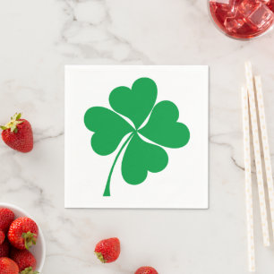Cute Grönt Lucky 4 löv hjärta Klöver shamrock Pappersservett