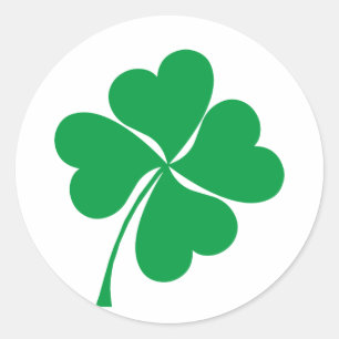 Cute Grönt Lucky 4 löv hjärta Klöver shamrock Runt Klistermärke