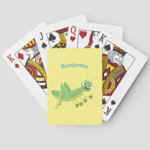 Cute grönt lycklig grasopper tecknad casinokort