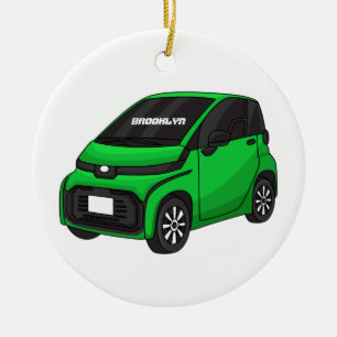 Cute grönt - mikrobil julgransprydnad keramik