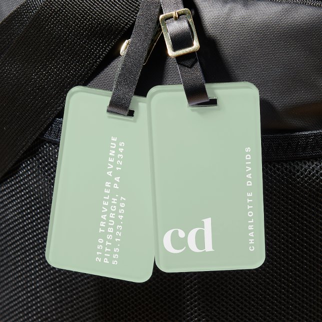 Cute Grönt Monogram Bagagebricka (Skapare uppladdad)