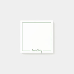 Cute Grönt Monogram Fullt Namn Post-it Block
