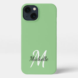 Cute Grönt Monogram Namn + Initial