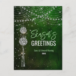 Cute grönt monogram prydnadsföremål Jul nytt år Vykort