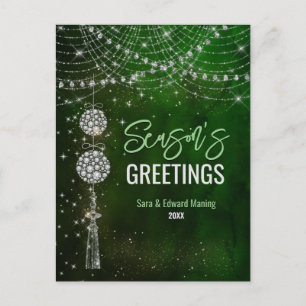 Cute grönt monogram prydnadsföremål Jul nytt år Vykort