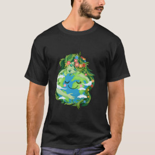 Cute Grönt Mor Gaia Spara Vår planetens jorddag W T Shirt