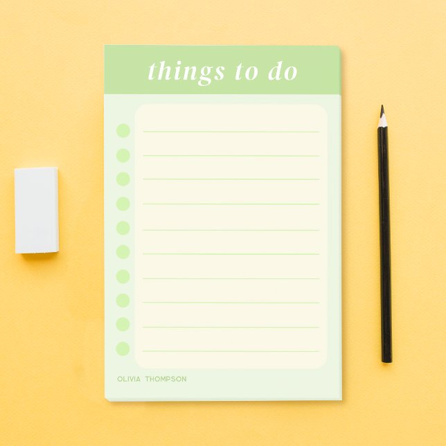 Cute Grönt Namn School to Do List Post-it Block (Skapare uppladdad)