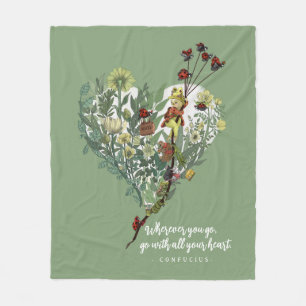Cute Grönt Nyckelpiga inspirerar Äventyr-citat Fleecefilt