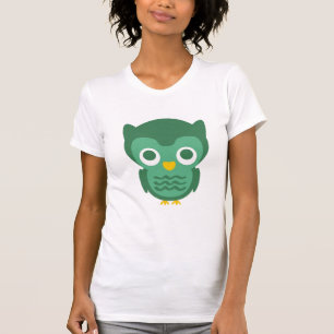 Cute Grönt och Gult Tecknad Uggla 2 Tee