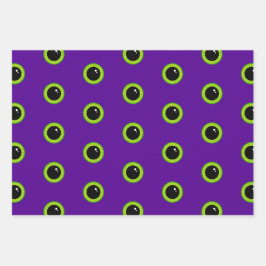 Cute Grönt och Lila Monster Ögon och Rand