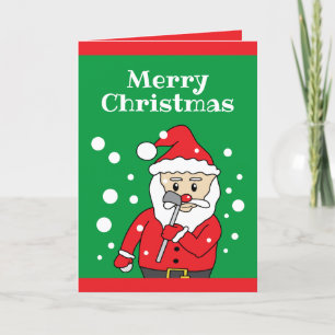 Cute Grönt och Red Funny Golf Jultomten Helgkort