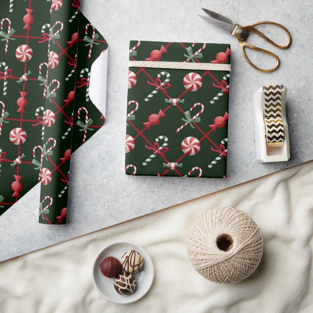 Cute Grönt och Red jul Candy Gift Presentpapper (Hantverk)