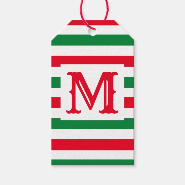 Cute Grönt och Red Stripe-design - en första börja Presentetikett (Framsidan)