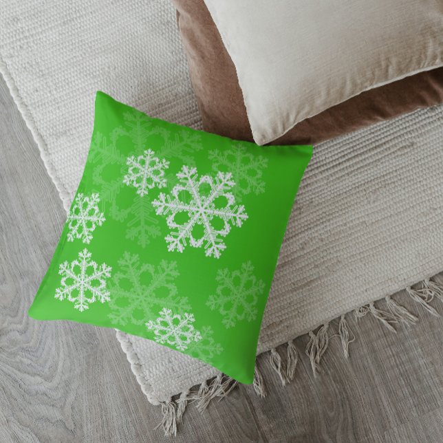 Cute grönt och vit jul snöflingor kudde (Skapare uppladdad)