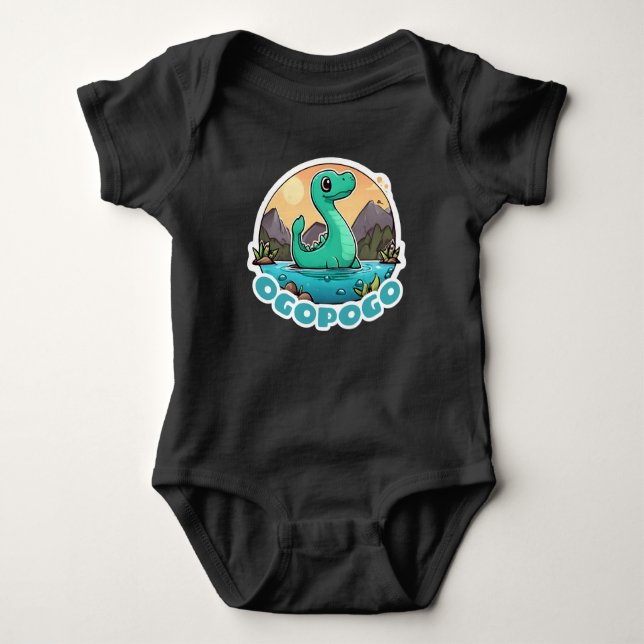 Cute Grönt Ogopogo, Okanagan Sjö Monster T Shirt (Framsida)