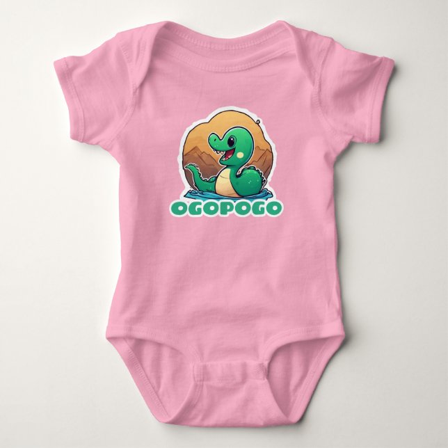 Cute Grönt Ogopogo, Okanagan Sjö Monster T Shirt (Framsida)