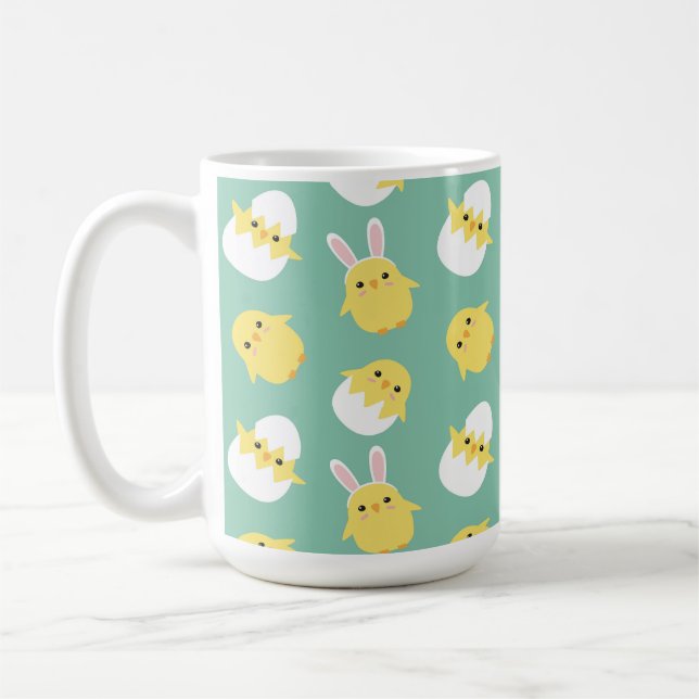 Cute grönt påsk-kycklingägg kaffemugg (Vänster)