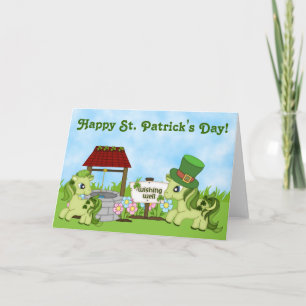 Cute Grönt Ponies Lycklig St. Patrick's Day Horse Kort
