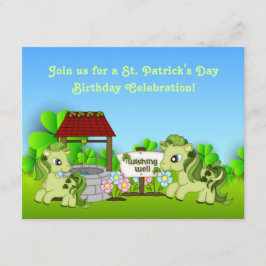 Cute Grönt Ponies St patrick's day Horse Birthday Inbjudningar