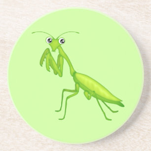 Cute Grönt Praying Mantis Sandstone Drink Underläg Underlägg