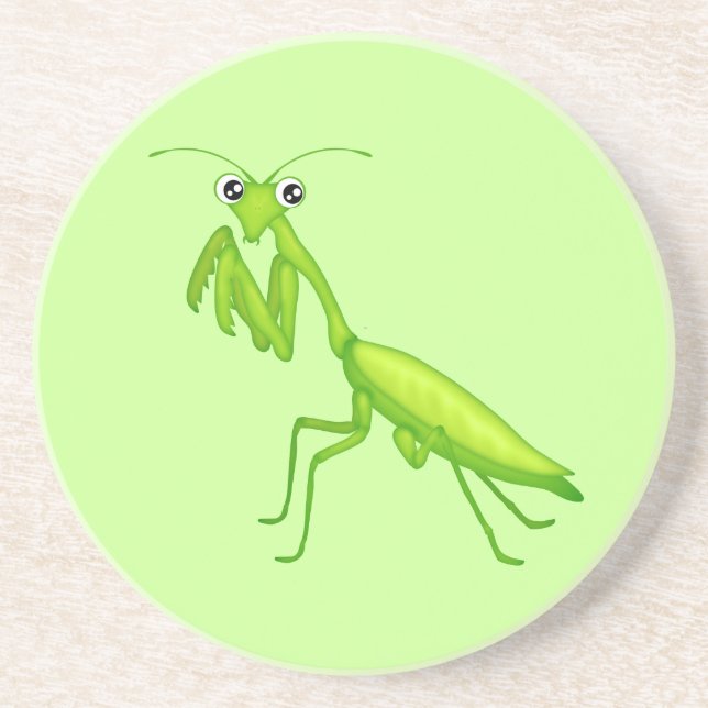 Cute Grönt Praying Mantis Sandstone Drink Underläg Underlägg (Framsidan)