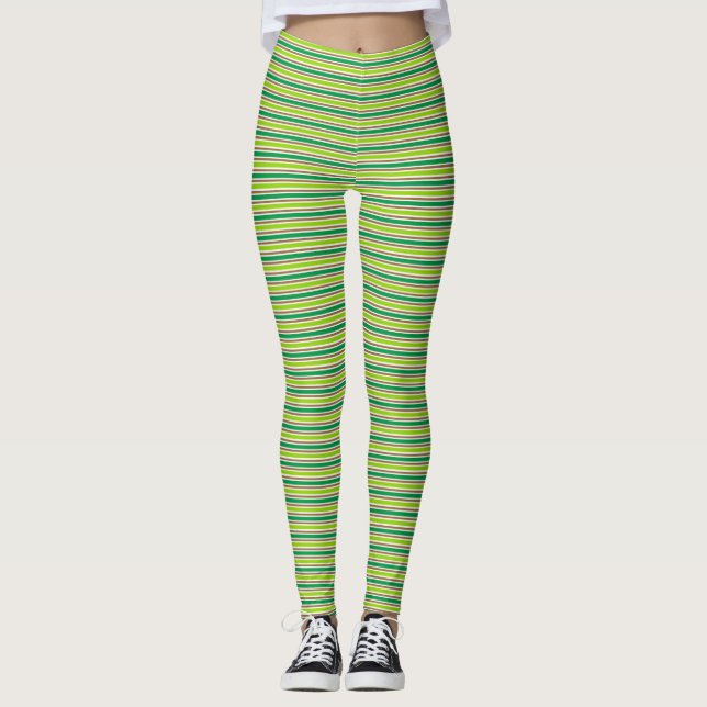 Cute Grönt Rand St. Patricks Day Leggings (Framsida)