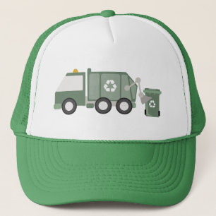 Cute Grönt Recycling Lastbil Kids Fordon Birthday Keps