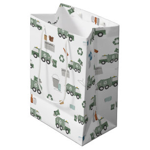 Cute Grönt Recycling Lastbil Kids Fordon Mönster