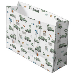 Cute Grönt Recycling Lastbil Kids Fordon Mönster