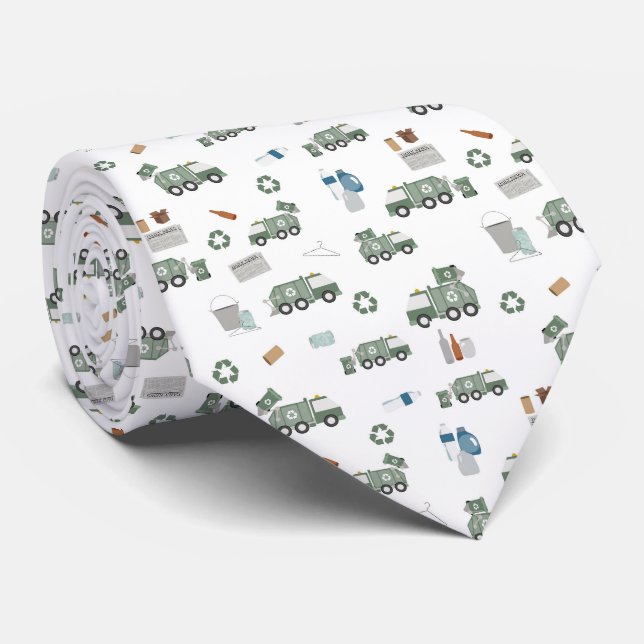Cute Grönt Recycling Lastbil Kids Fordon Mönster Slips (Rullad)
