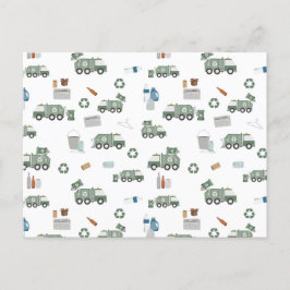 Cute Grönt Recycling Lastbil Kids Fordon Mönster Vykort