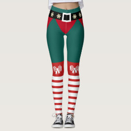 Cute Grönt Red White Rand Candy cane Elf Womens Leggings