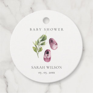 Cute Grönt Rosa Girl Girl Shower Foliage Baby Show Gåvor Etiketter