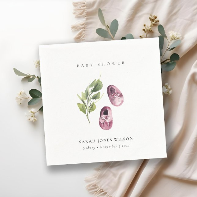 Cute Grönt Rosa Girl Girl Shower Foliage Baby Show Pappersservett (Skapare uppladdad)
