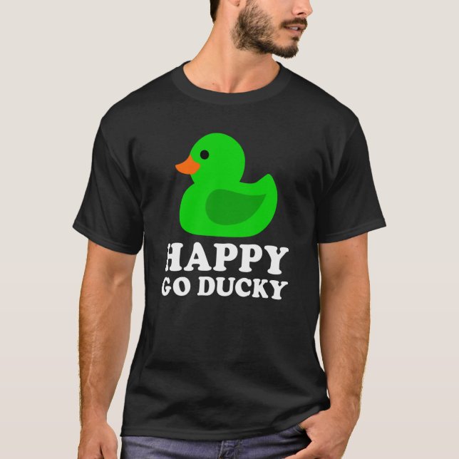 Cute Grönt Rubber Anka Lucky Go Ducky Pun 1 T Shirt (Framsida)