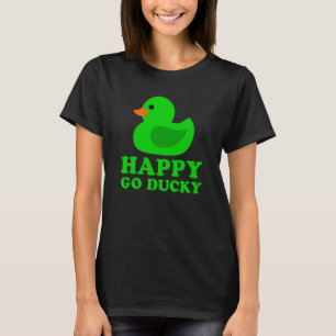 Cute Grönt Rubber Anka Lucky Go Ducky Pun T Shirt