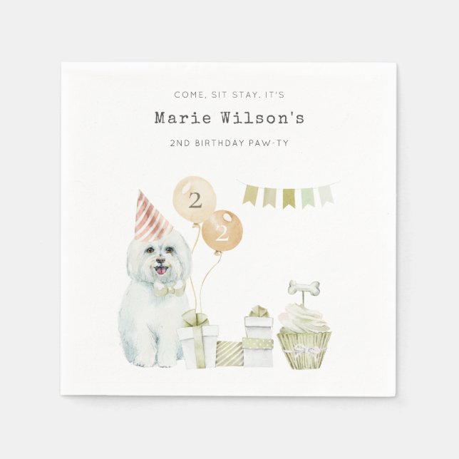 Cute Grönt Rust Party Puppy Hund oavsett ålder Pappersservett (Framsidan)