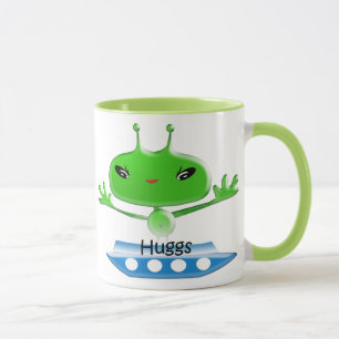 Cute Grönt Rymden Utomjordingar med Space Frakt Mugg