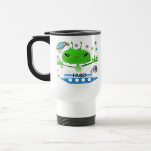 Cute Grönt Rymden Utomjordingar med Space Frakt Resemugg