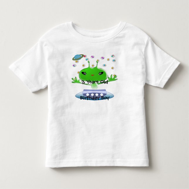 Cute Grönt Rymden Utomjordingar med Space Frakt T-shirt (Framsida)
