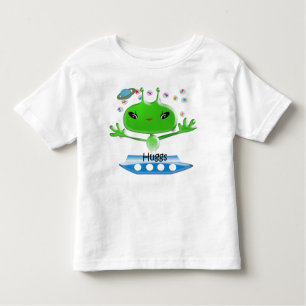 Cute Grönt Rymden Utomjordingar med Space Frakt T-shirt