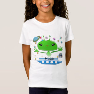 Cute Grönt Rymden Utomjordingar med Space Frakt Tee Shirt