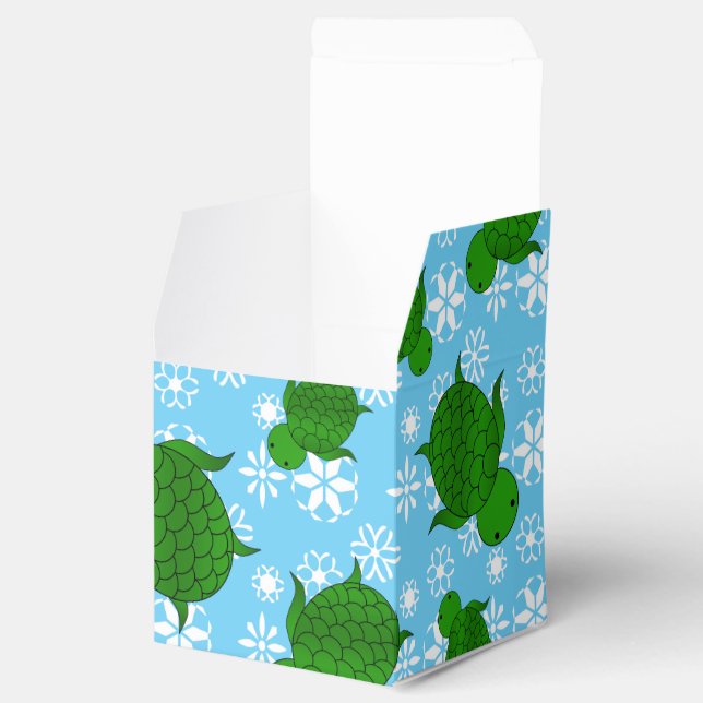 Cute grönt sea turtle christmas blue snöflingor presentaskar (Öppnad)