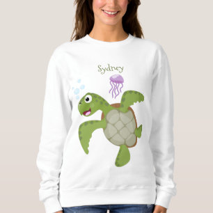 Cute grönt Sea turtle lycklig tecknad illustration T Shirt