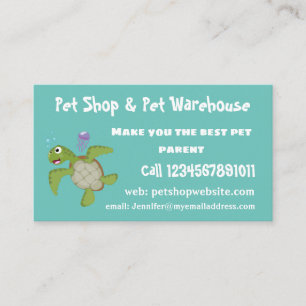 Cute grönt Sea turtle lycklig tecknad illustration Visitkort
