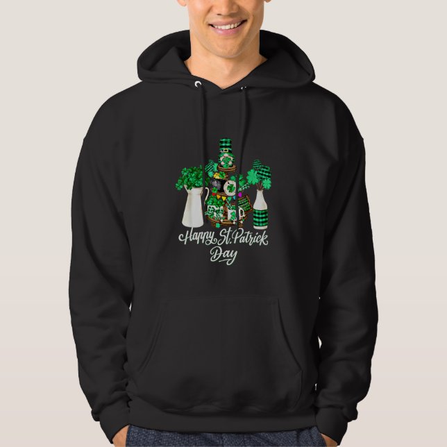 Cute Grönt Shamrock Decor with Lycklig St Patricks Hoodie (Framsida)